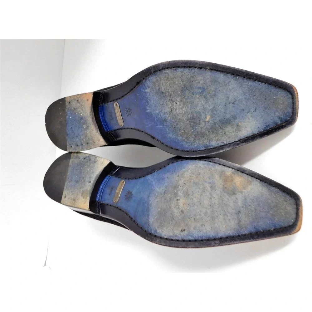 Mezlan Black Blass Beaded‎ Suede Leather Slip on Loafers sz 11
